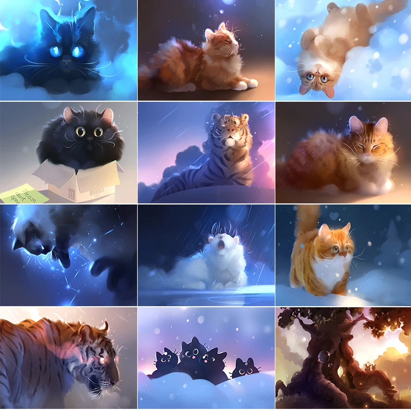 

5D DIY diamond painting animal cat tiger embroidery cross stitch mosaic sticker home decoration wall sticker handmade new year