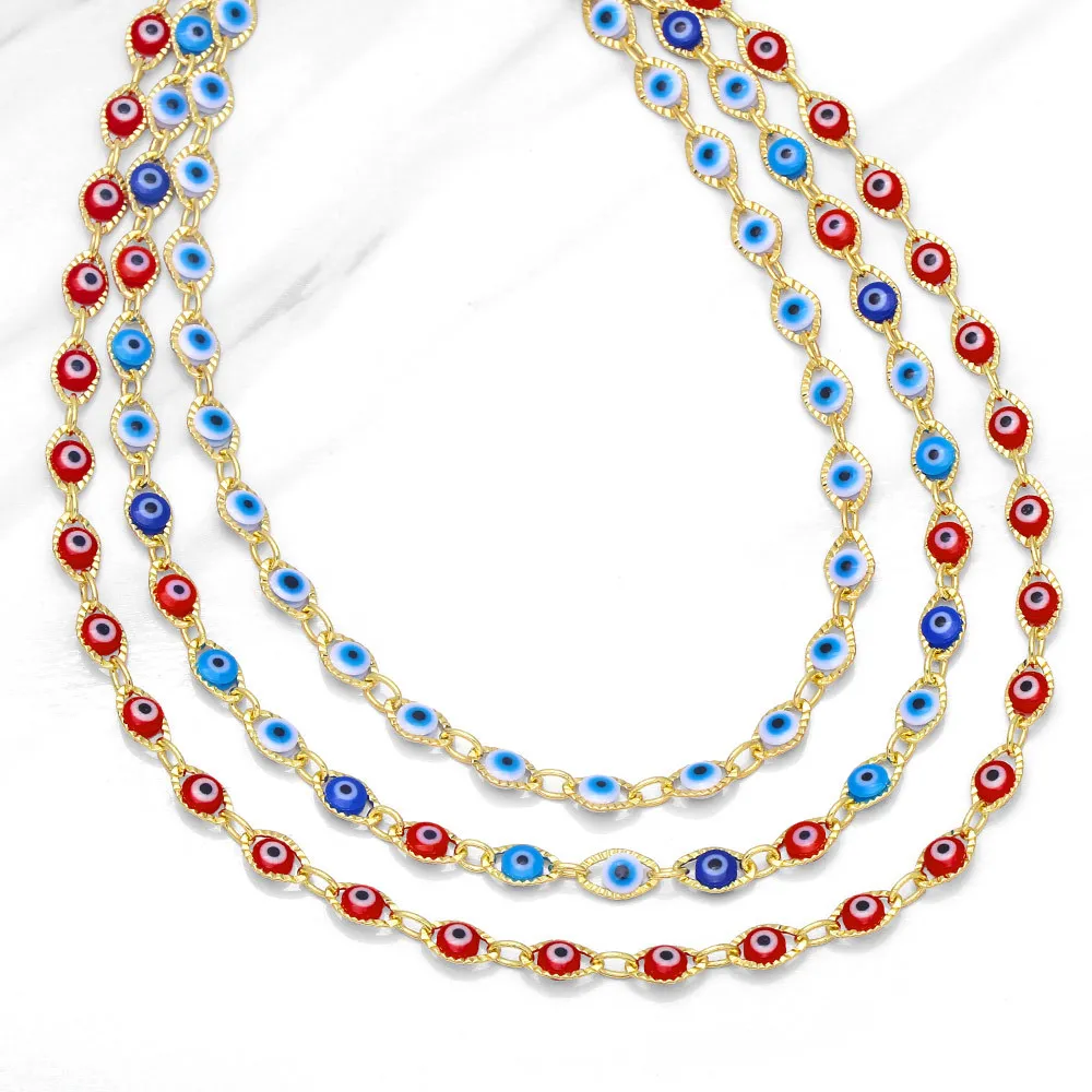 

Andralyn Rainbow Sweet cool Devil eye necklaceinsHip hop niche design clavicle chain wholesale