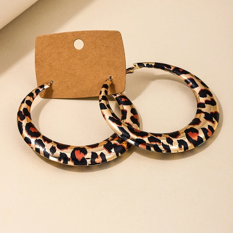 Современные леопардовые круглые серьги-пусеты универсальные для повседневного