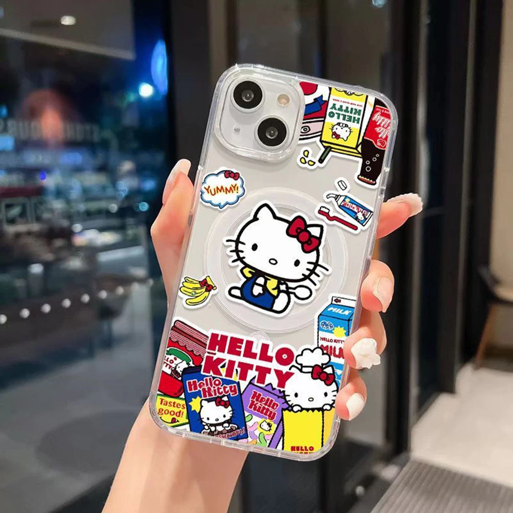 Милый магнитный чехол для телефона Hellos Kittys Magsafe Samsung Galaxy S24 S23 S22 S21 S20 FE Plus Ultra 5G