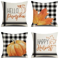 thanksgiving decorating pillow covers 18x18 inches set of 4 for home decor hello pumpkin happy harvest throw pillow cushion case