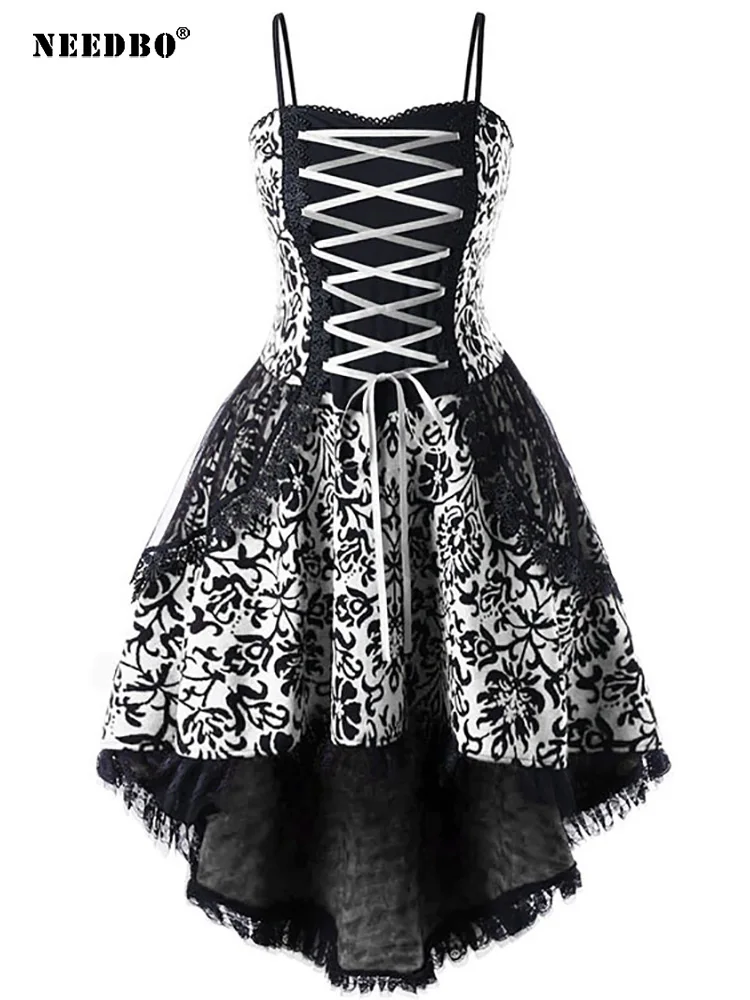 

Vintage Black Lolita Dress Women Gothic Lace Cute BowTea Party Classic Dress Girly Harajuku Kawai Sweet Sling Dress
