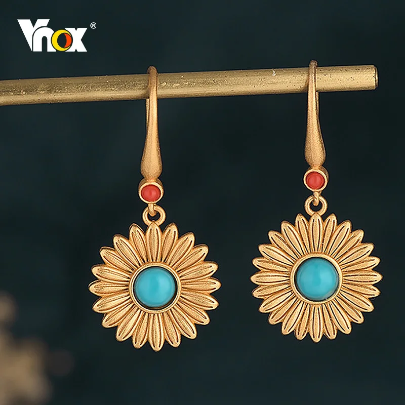 

Vnox Vintage Little Daisy Earrings for Women, Gold Color Solid Metal Girls Drop Earrings, Flower Shaped Dangle Jewelry