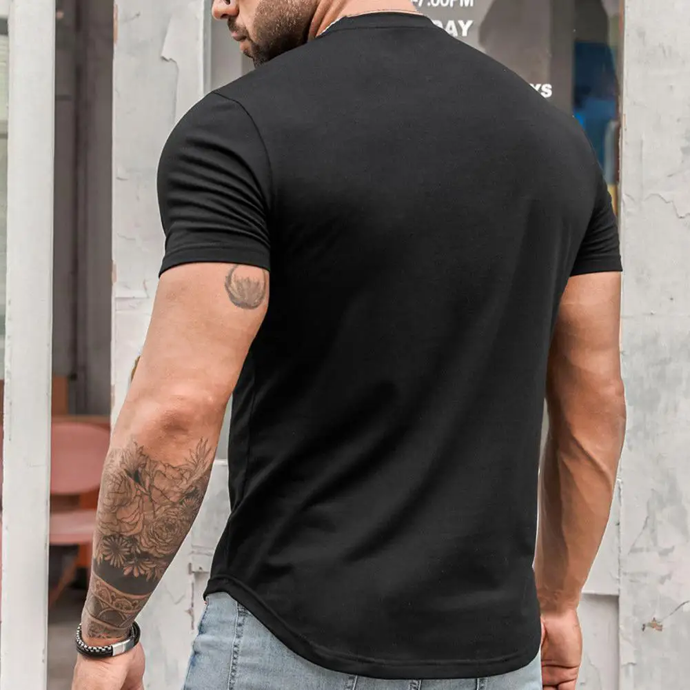 

Stylish Men Top Elastic Comfortable Tee Top Aircraft Pattern Men Slim Summer Top