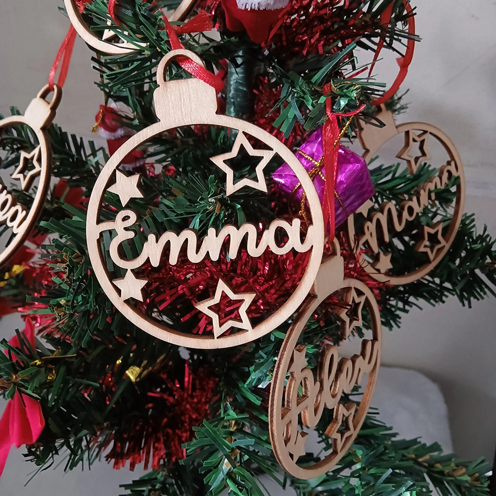 Рождественские деревянные подвески, Подвесные Украшения для рождественской елки, деревянные поделки «сделай сам», лазерная резка для дома, Рождественские Подвески вечерние праздничные новогодние подарки