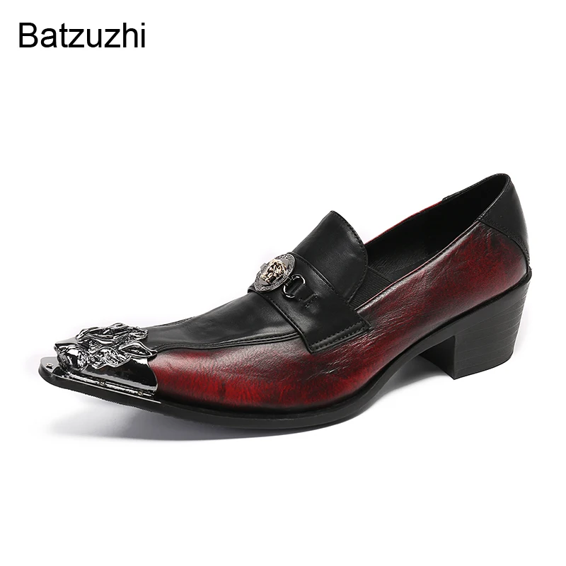 

Модные мужские туфли Batzuzhi, новый дизайн, роскошные деловые кожаные туфли ручной работы, мужские праздничные и свадебные туфли!