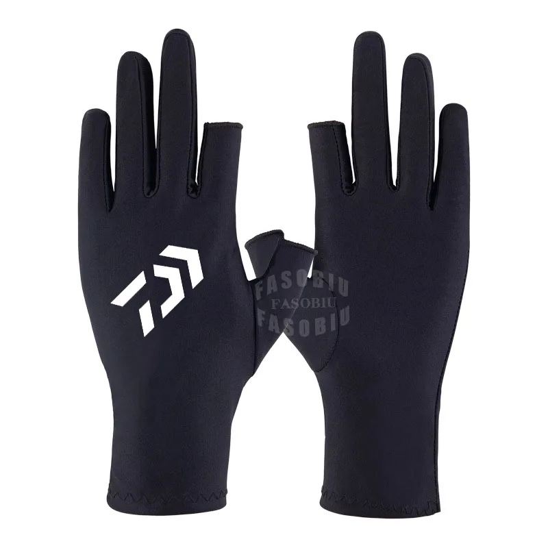 

Daiwa Men Summer Outdoor Sports Half Finger Fishing Gloves Anti-slip Touch Screen Ice Silk Sunscreen Fingerless Fishing Gloves