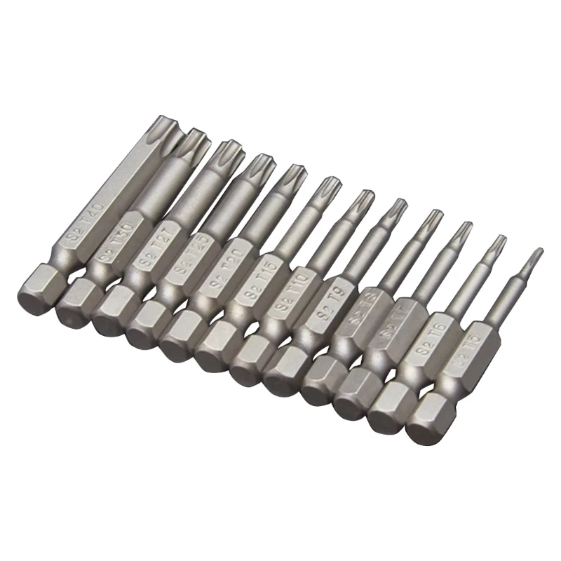 12 шт. 1/4 дюйма отвертка Torx с шестигранным хвостовиком дрель магнитный адаптер T7 T8