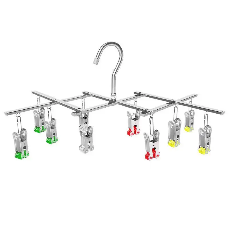 

Drying Hanger, Hanging Drying Rack, Hanger Stainless Steel Laundry Underwear Socks, The Clips Release Quickly, Folding Portable