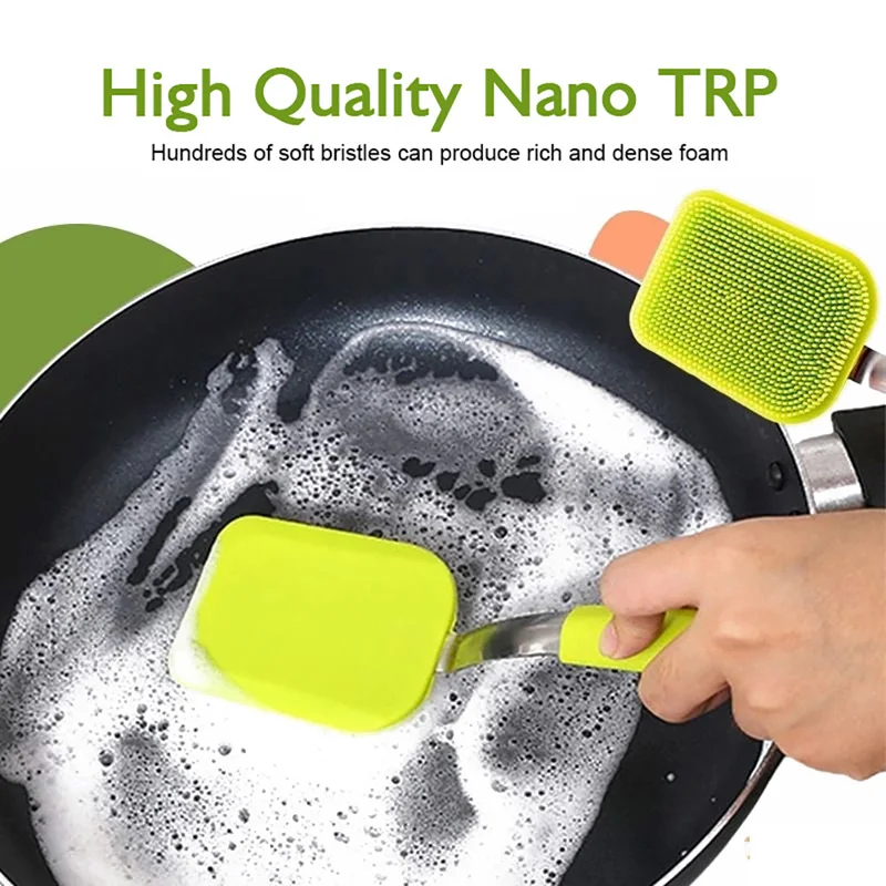 Hangable Silicone Cleaning Brush Kitchen Degreasing Dish Stainless Steel Handle Pot Washing Brush Kitchen Gadgets Чистящая Щетка