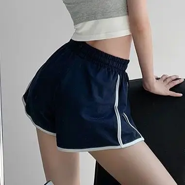 Yasuk Spring Summer Fashion Sporty Casual High Waist Slim Loose Shorts Pants Sweet Cool Girl Soft Kawaii Striped Drawstring