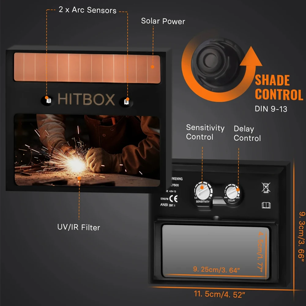 Сварочный шлем HITBOX маска с автоматическим затемнением для сварочного аппарата MIG