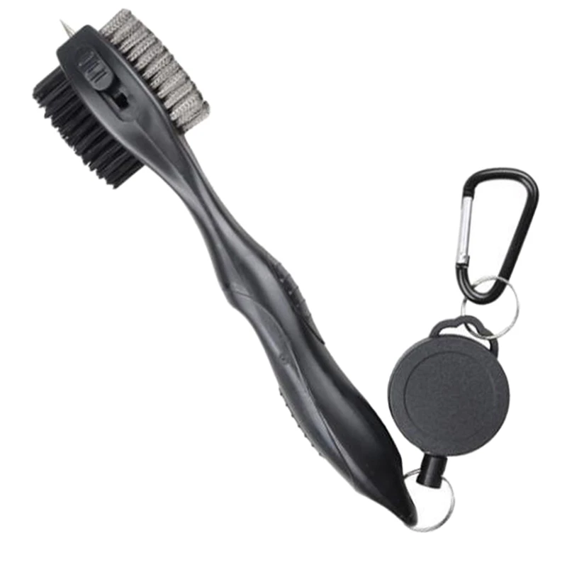 

Golf Club Brush Groove Cleaner With Comfortable Grip Retractable Zip-Line Carabiner Golf Groove Cleaning Tools