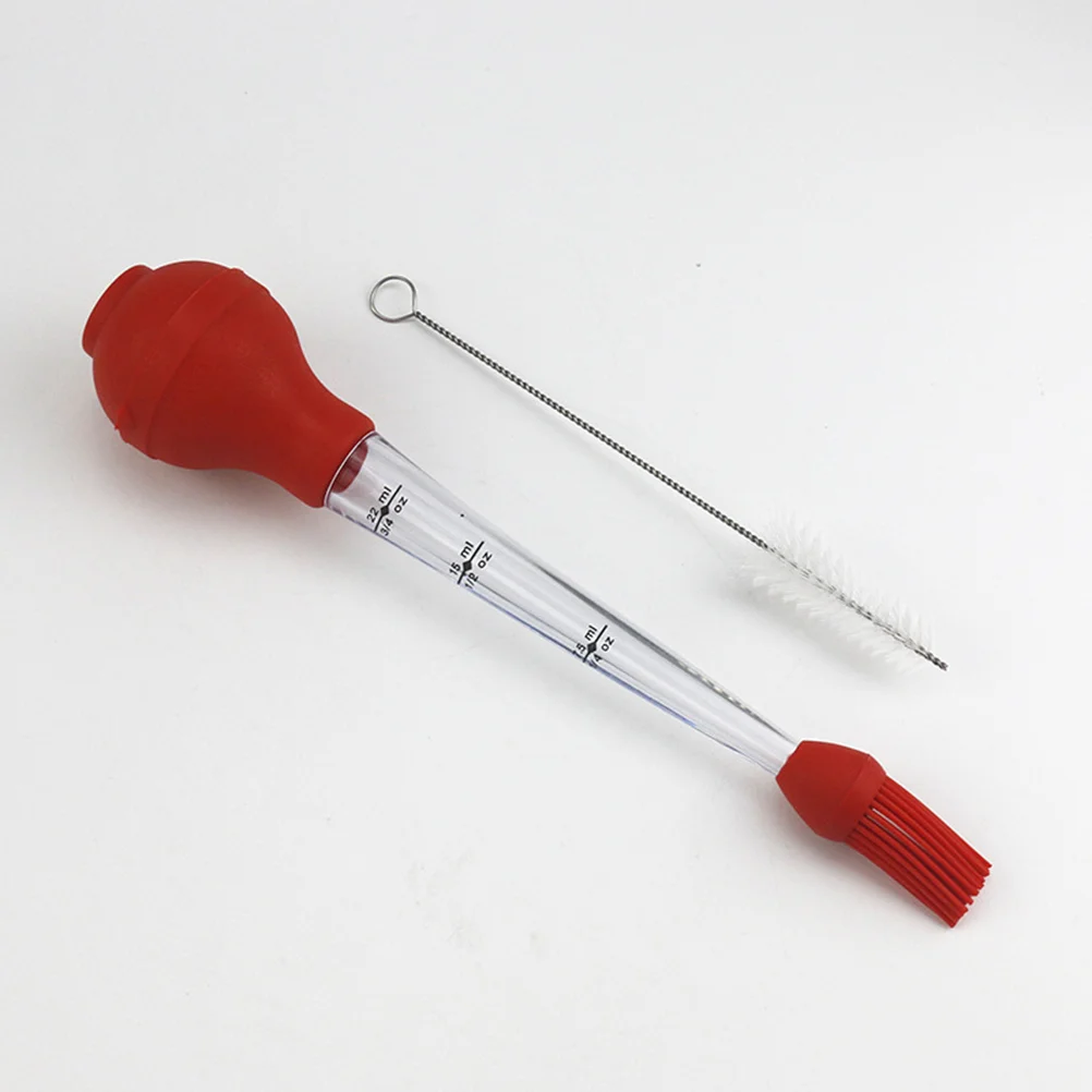 

4 Pcs Creative Turkey Baster Silicone Turkey Seasoning Pump Drip Oil Seasoning Tube with Cleaning Brush Barbecue Tool