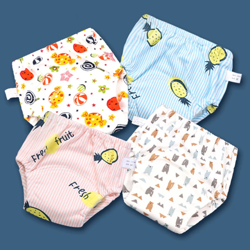 Baby Waterproof Reusable Training Pants 6 Layers Cotton Baby Diaper Cute Infant Shorts Nappies Panties Nappy Changing Underwear