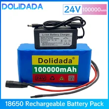 전기 자전거용 리튬 이온 배터리 팩, EBIKE 모페드 예비 배터리, 24V, 100000mah, 7S3P, 18650, 29.4V, 2A 충전기