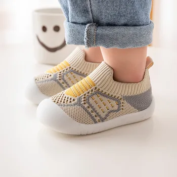 Baby Shoes Anti-slip Breathable Infant Crib Floor Socks with Rubber Sole for Children Girls Boys Mesh Shoes Soft Bottom Slippers 1