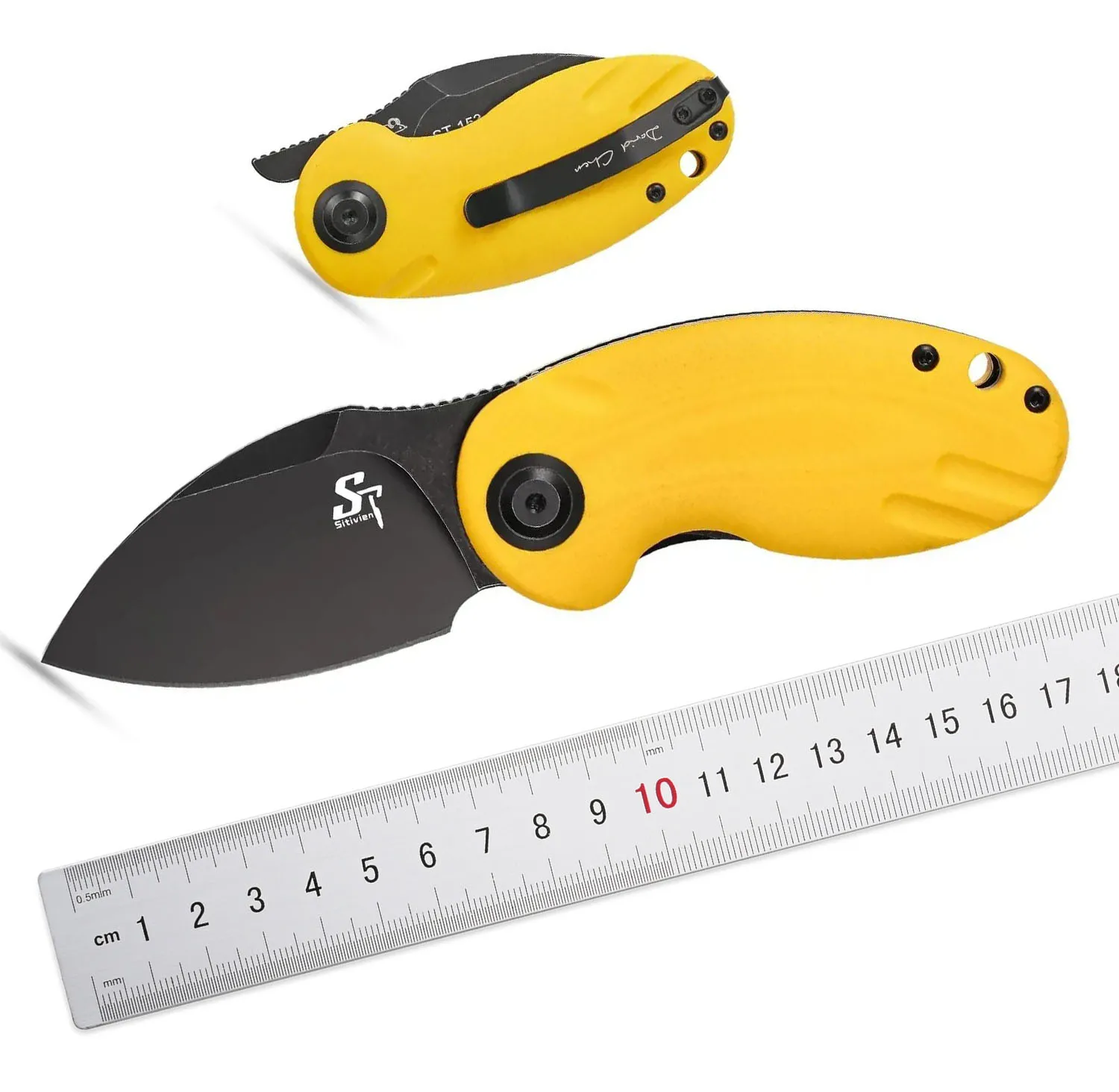 Женский складной нож ST153 карманный 14C28N с черным лезвием из потертого камня