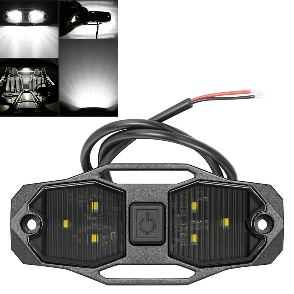 1pc White Roll Bar Mount LED Dome Light Rock Light W/Switch For Polaris RZR UTV 4WD Tractor UTE Van Camper