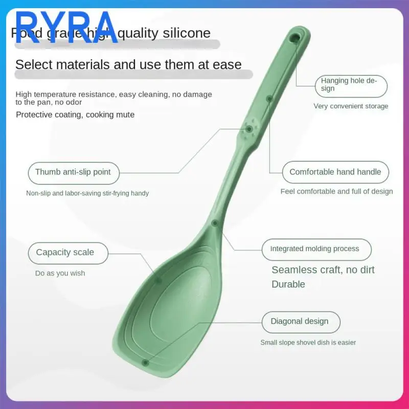 

Hold Comfortable Silicone Spoon No Burrs Silicone Tableware Scoop Round Handle Soup Spoons Cooking Utensils Large Mixing Spoon