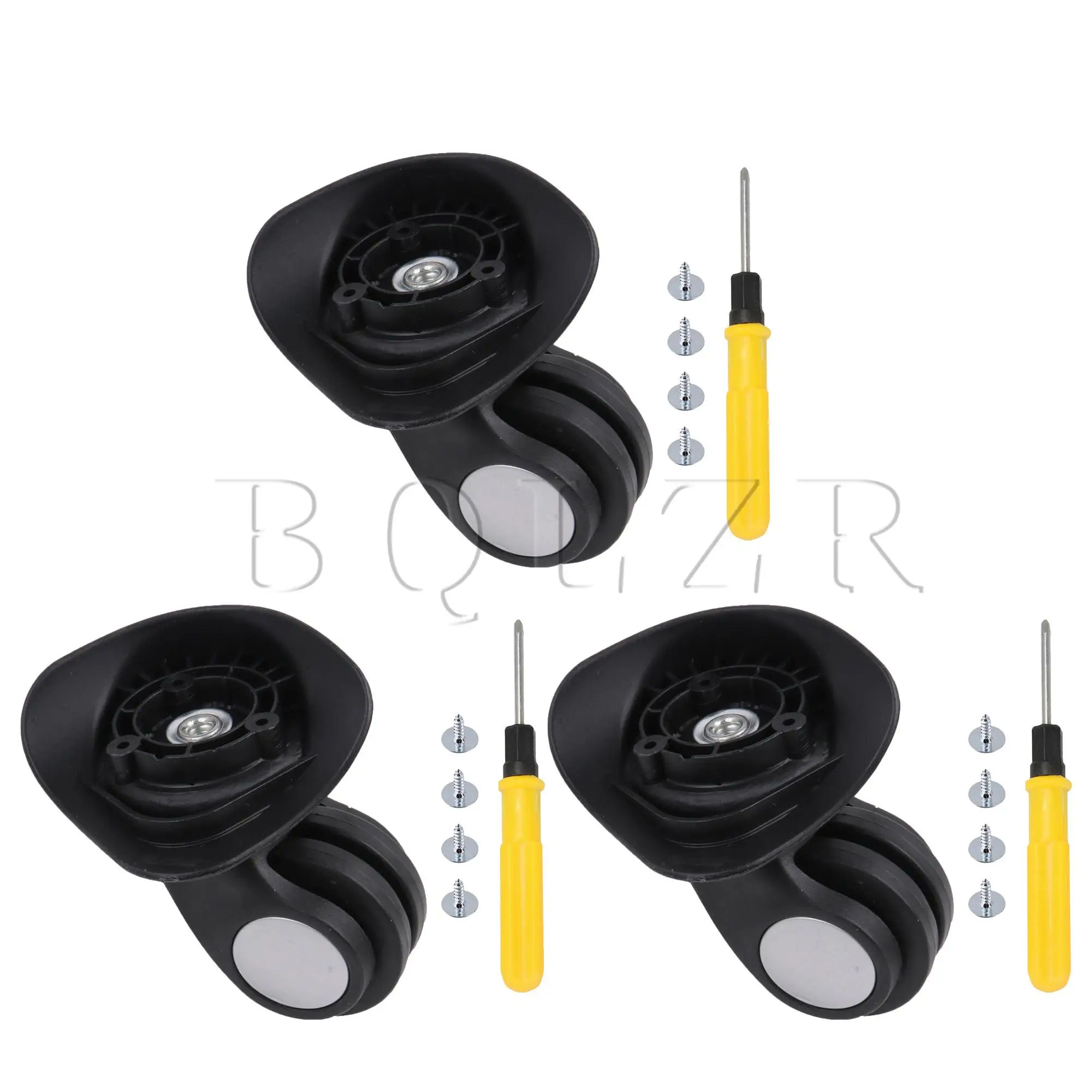 Ролики для чемоданов BQLZR, 3 шт., бесшумные подшипники для ремонта багажа, 3,43 дюйма, W024, левый, черный