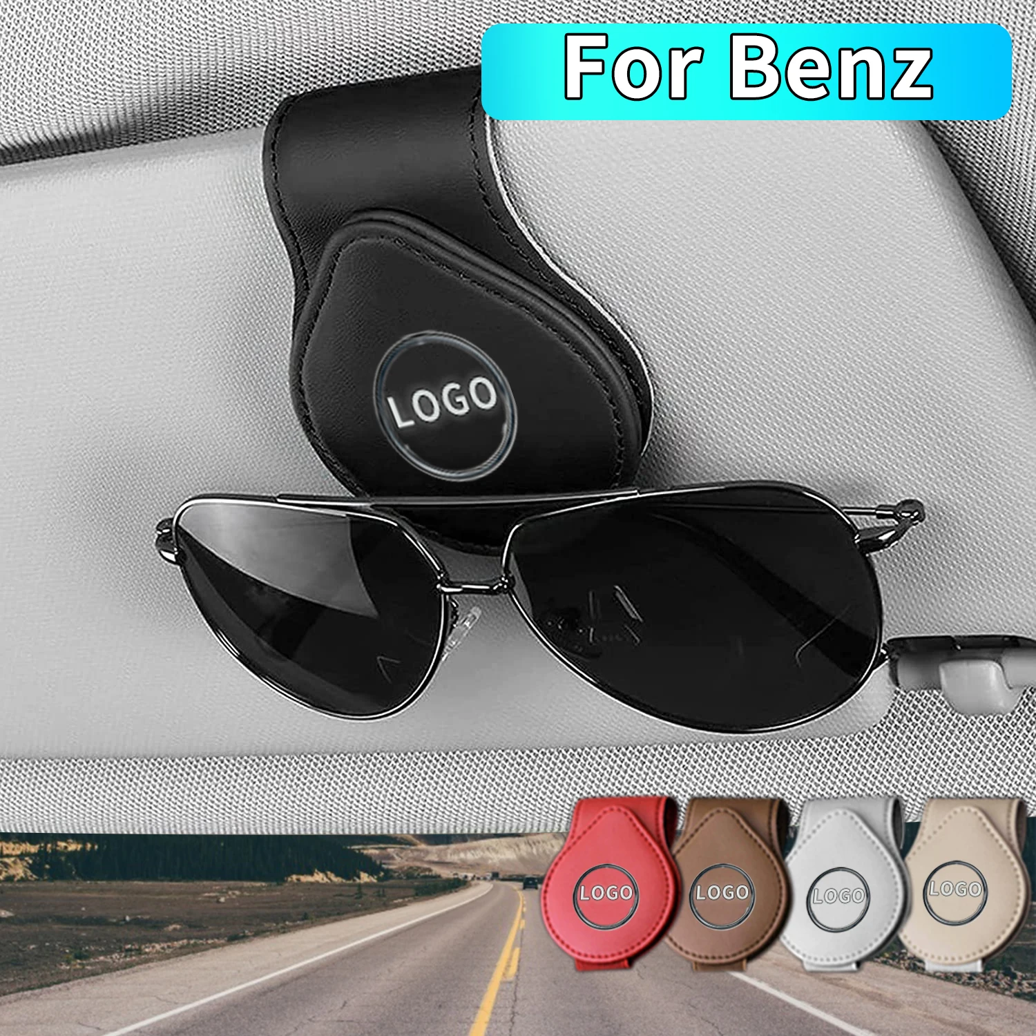 Custodia per occhiali per Auto 2 pezzi Logo Auto visiera parasole supporto per occhiali occhiali da sole Clip per Mercedes Benz GLA/GLB/CLA/E/classe S E300 E350 C300