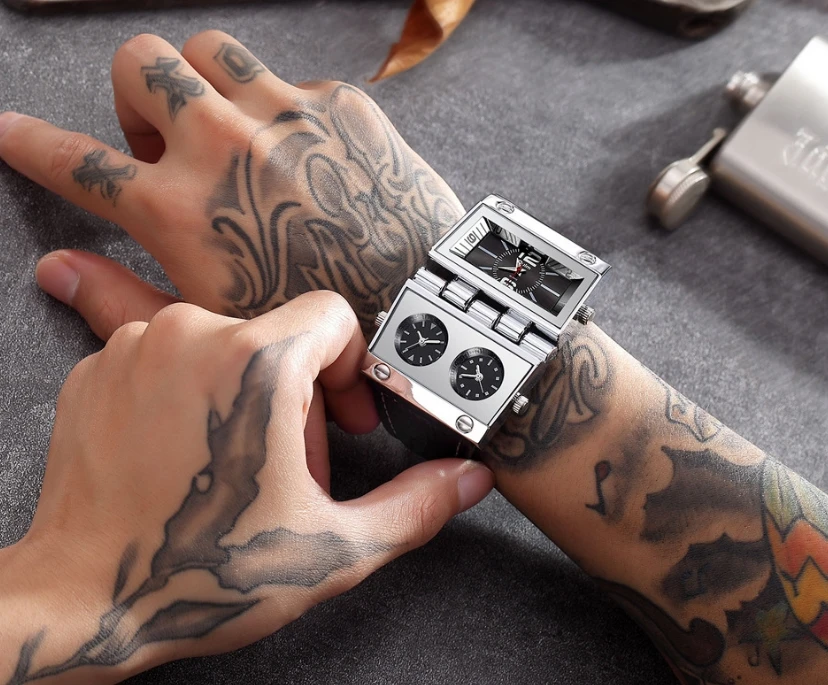 Мужские часы с большим циферблатом модные многозонный дизайн несколькими