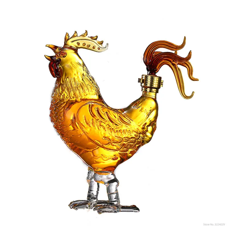 

500ml top quality creative animal chicken shaped whiskey decanter home bar glass decanter for Liquor Scotch Bourbon DDC-204