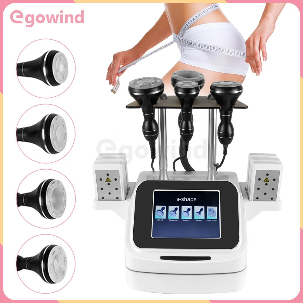 

6 In 1 40K Ultrasonic Cavitation Vacuum Radio Frequency Laser 8 Pads Lipo Laser Slimming Machine Vacuum Fat Loss Body Shaping
