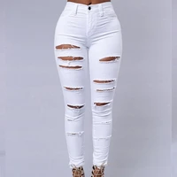 skinny jeans for women high waist sexy tight denim pants ladies fashion causal full length hole jeans female new pencil trousers