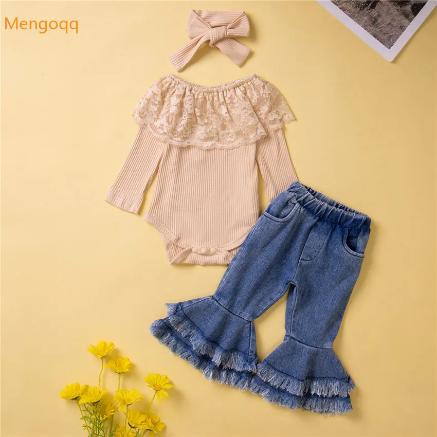 

Комбинезон Mengoqq для маленьких девочек на осень, кружевной комбинезон Питер Пэн с длинными рукавами, однотонный, с темными пуговицами, с элас...