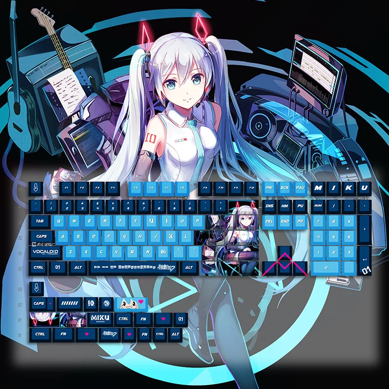 

New Hatsune Miku Anime Figure Xiao Theme Keycap Animation Keyboard Mechanical Keyboard Keys Gift Boys Birthday Presentstitch