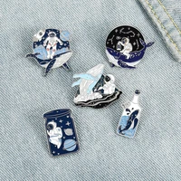hot cartoon brooch personality cool and cool cover whale astronaut series drifting bottle modeling brooch badge