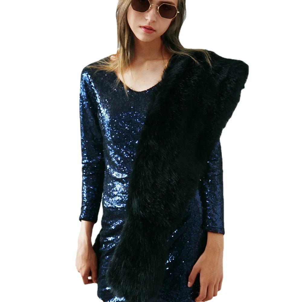 Women's Imitation Fur Scarf Shawl Autumn and Winter Women's Faux Fur Coat