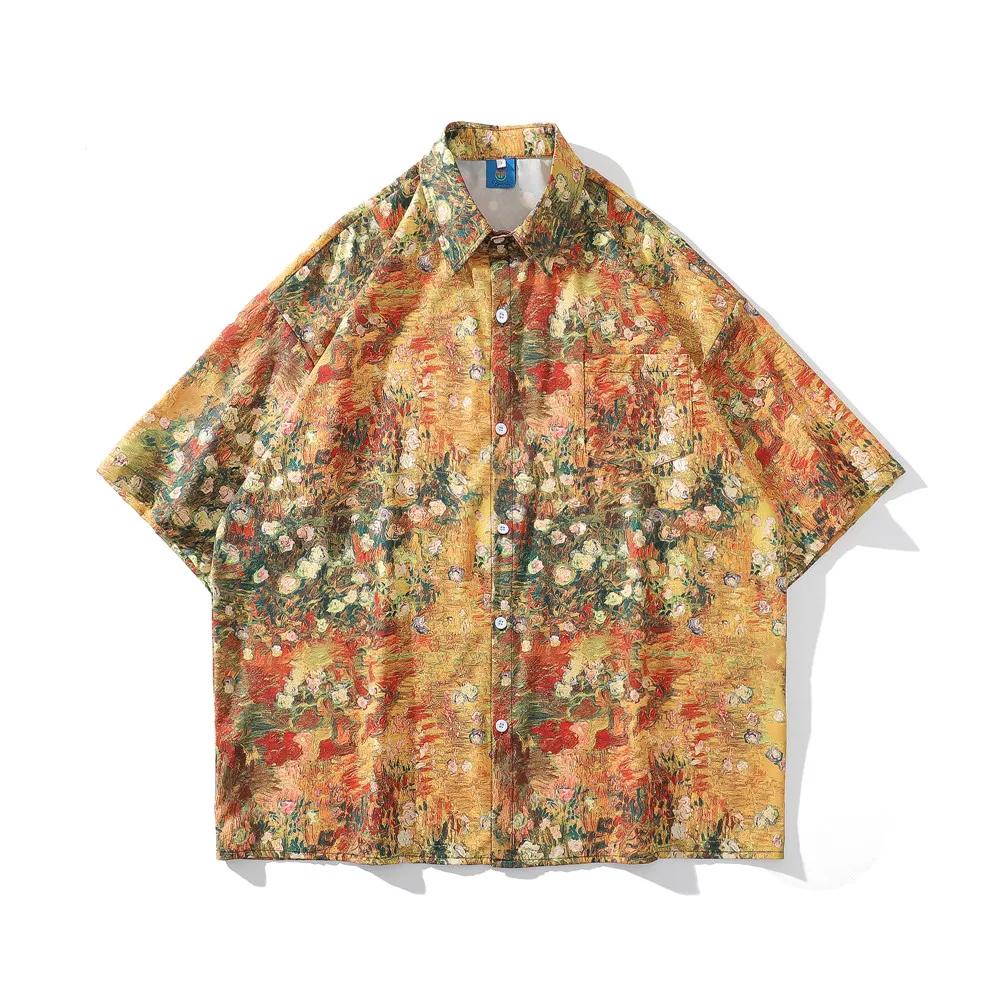 

OSCN7 Casual Printed Short Sleeve Shirt Men Street 2022 Hawaii Beach Oversize Women Fashion Harujuku Shirts for Men 8669