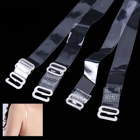 1Pair Women's Metal Buckle Bra Straps Belt Elastic Transparent Silicone Bra Straps Adjustable Baldric Lingerie Sling