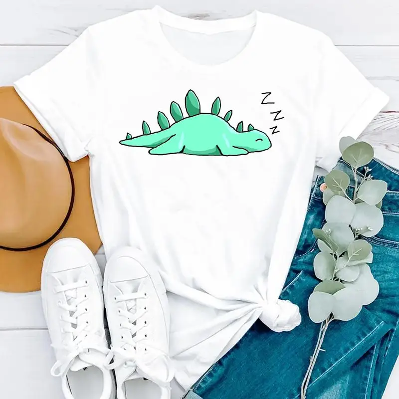 

Summer Clothing Dinosaur Animal 90s Cartoon Beach Short Sleeve Women Fashion Clothes Print Tshirt Female Tee Top Graphic T-shirt