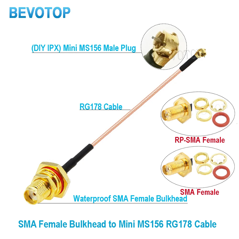 1 шт. BEVOTOP водонепроницаемый SMA разъем к Мини MS156 (DIY IPEX) RG178 кабель RF коаксиальный