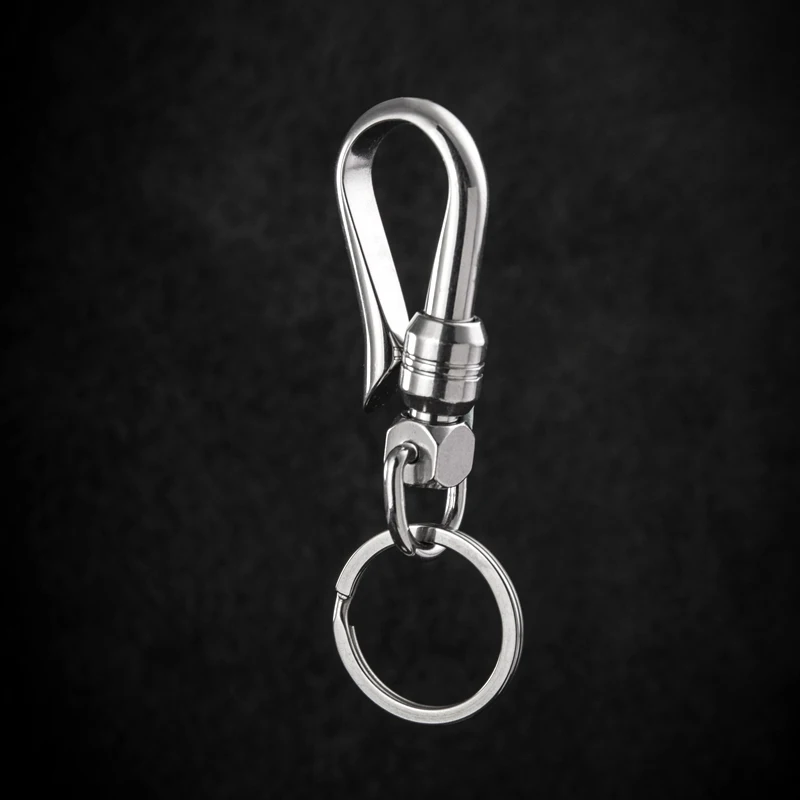 

High Quality 304 Stainless Steel Simple Key Chain Men's Waist Hanging Style Car Keychain Key Ring Creative Can Be Rotated 360°