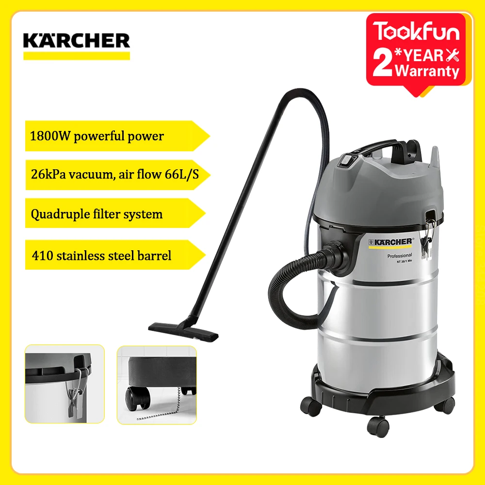 Пылесос Karcher промышленный с корпусом из нержавеющей стали Nt30/1 Plus для влажной и