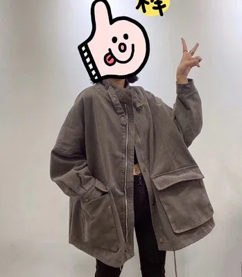 

ALadies short windbreaker season stand-up collar loose and thin letter embroidery all-match tooling jacket tide