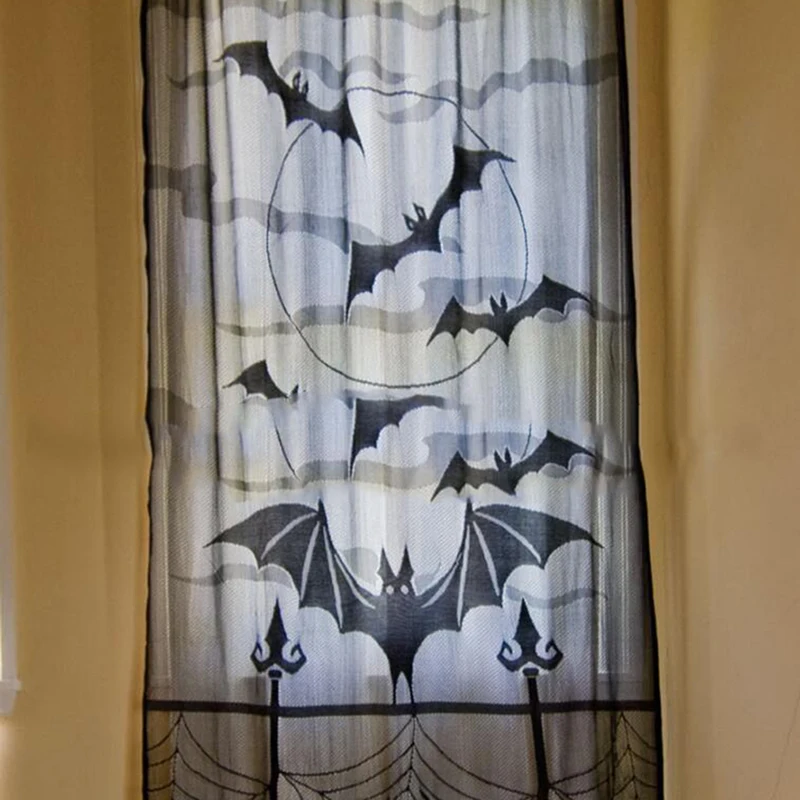 

Halloween Curtains Ghosts Curtains Warp Lace Spider Web Bat Halloween Curtains 101x213cm Home Holiday Decoration Curtains