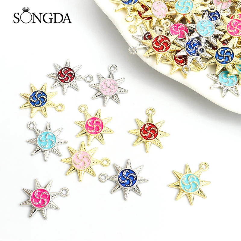 

10pcs 20x23mm Eight-pointed Star Enamel Charms for Jewelry Making Bohemian Style Accessories DIY Findings Bracelet Necklace Gift