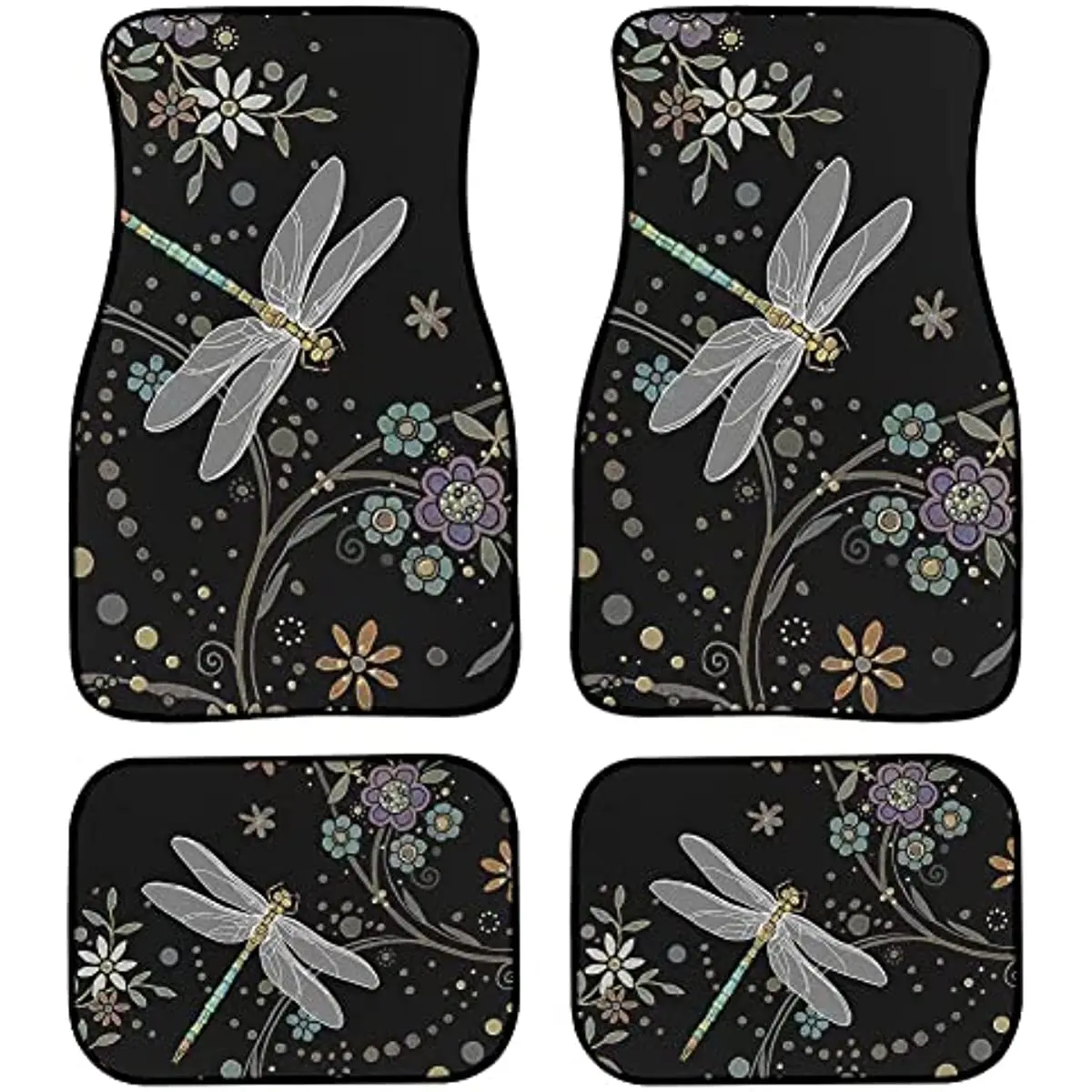 

Dreaweet Sakura Print 4-Pieces Floor Mats Universal Fit for Most Car Protection Floral Rubber Floor Mats Cherry Blossom Theme Ca