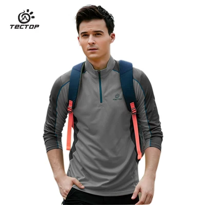 Unisex Outdoor elastic breathable quick dry UV-proof long sleeve hiking running tshirts lovers trekking cycling sports t-shirt