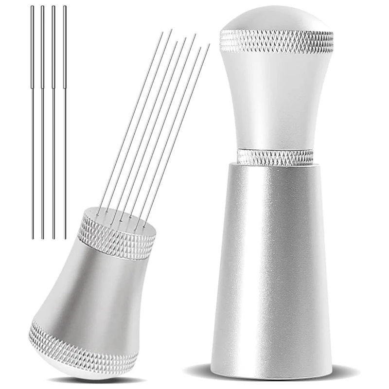 

Alloy Coffee Distributor Stirrers With Stand,0.3Mm Thick Stainless Steel 7 Needles Tool Espresso Distribution