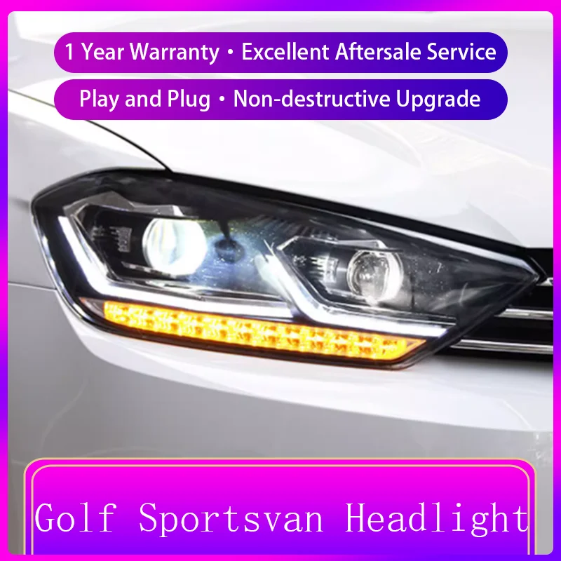 Стайлинг фар для VW Volkswagen Golf Sportsvan 2016-2018 передние линзы DRL передняя фара лампа