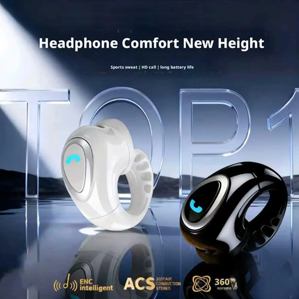 Фото Мини-невидимые наушники, одиночные Bluetooth-наушники, клипсы с открытыми ушками, спортивные наушники-вкладыши Hands Free, Hi-Fi музыка №2