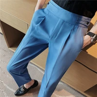 2022 top quality naples drape suit pants men dress simple high waist business formal wear straight office trousers casual 29 36