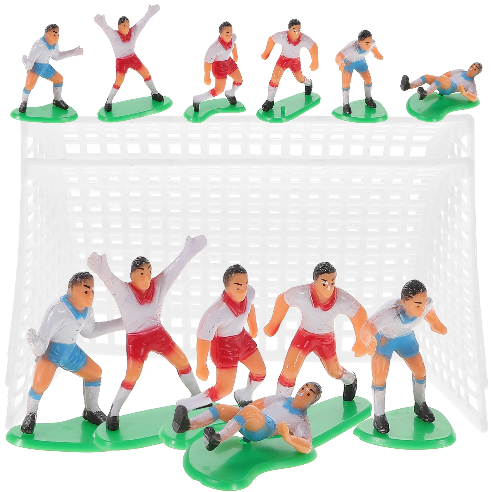 

16pcs Soccer Team Figurine Miniature Football Guys Boys Net Model Photo Prop Athlete Action Figure Cake Topper for Children Kids
